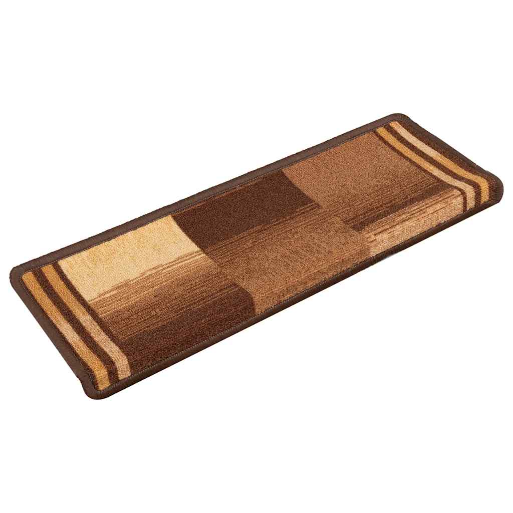 VidaXL tapis d'escalier auto-adhésifs 15 pcs 65x21x4 cm marron