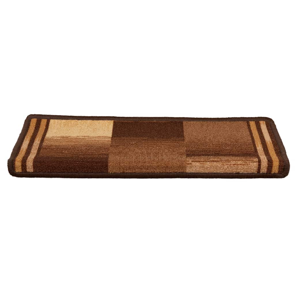 VidaXL tapis d'escalier auto-adhésifs 15 pcs 65x21x4 cm marron