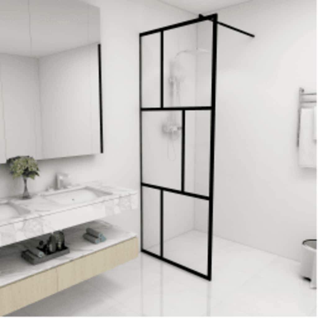 Vidaxl Walk-dans le mur de douche 80x195 cm en verre durci noir