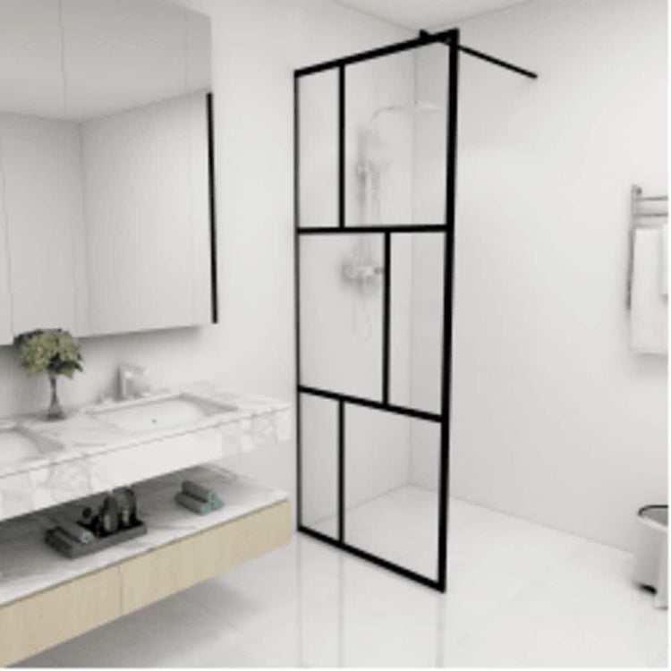 Vidaxl Walk-dans le mur de douche 80x195 cm en verre durci noir