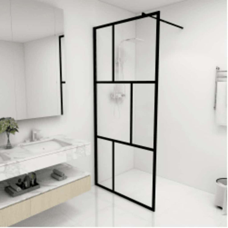 Vidaxl Walk-dans le mur de douche 90x195 cm en verre durci noir