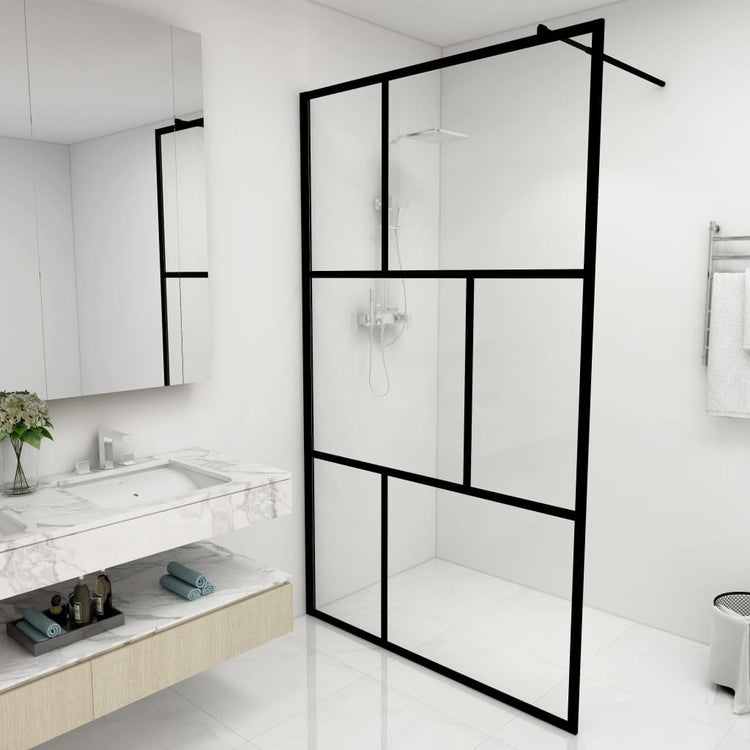 Vidaxl Walk-dans le mur de douche 115x195 cm en verre durci noir