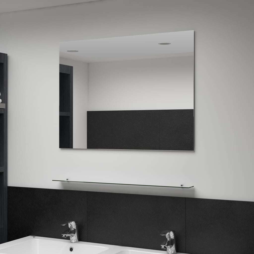 Miroir mural Vidaxl avec étagère 80x60 cm Verre durcie
