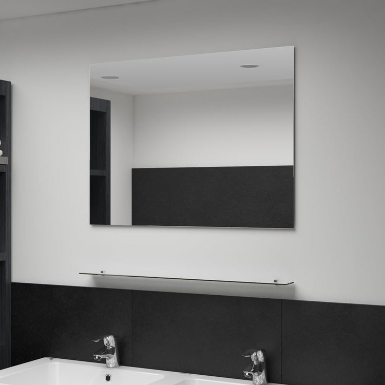 Miroir mural Vidaxl avec étagère 80x60 cm Verre durcie