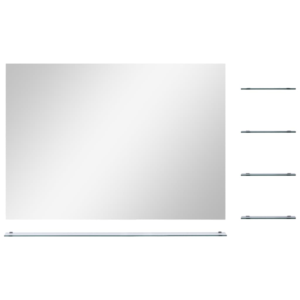 Miroir mural vidaxl avec 5 étagères 80x60 cm de couleur argentée