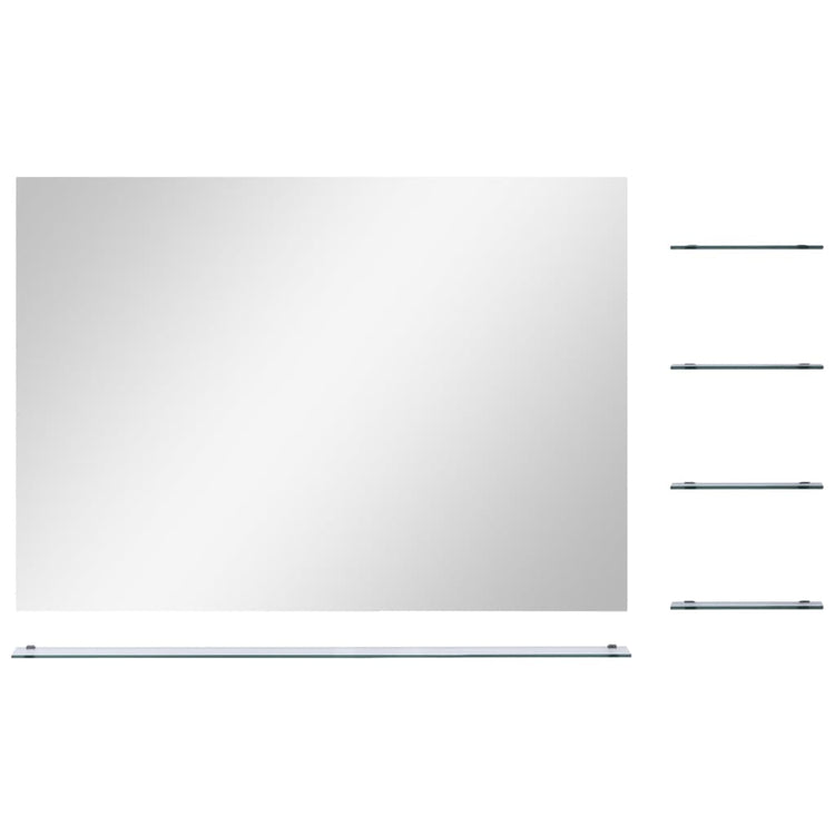 Miroir mural vidaxl avec 5 étagères 80x60 cm de couleur argentée