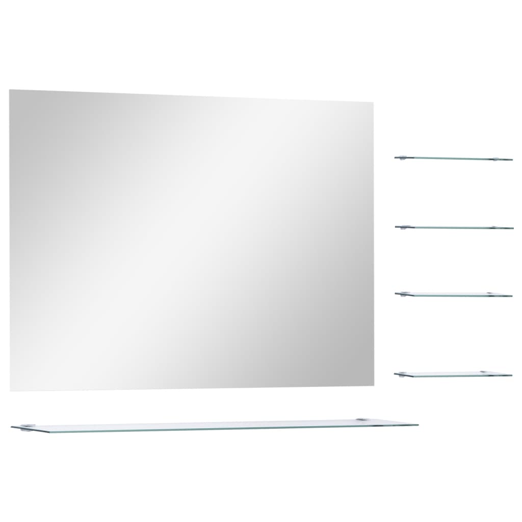 Miroir mural vidaxl avec 5 étagères 80x60 cm de couleur argentée
