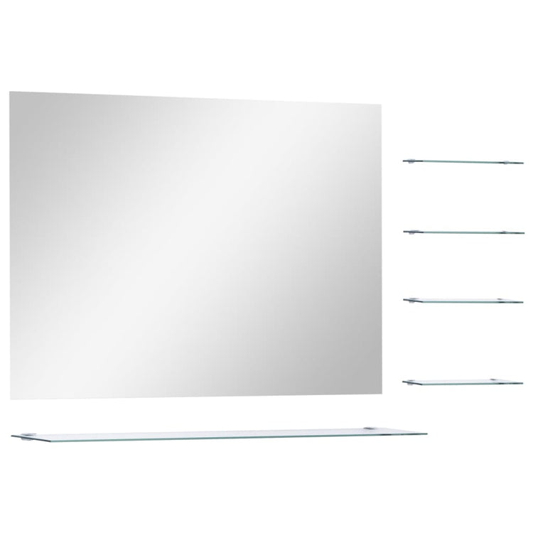 Miroir mural vidaxl avec 5 étagères 80x60 cm de couleur argentée