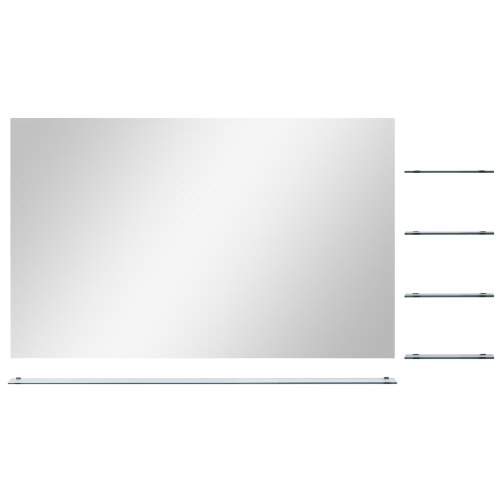 Miroir mural vidaxl avec 5 étagères 100x60 cm de couleur argentée
