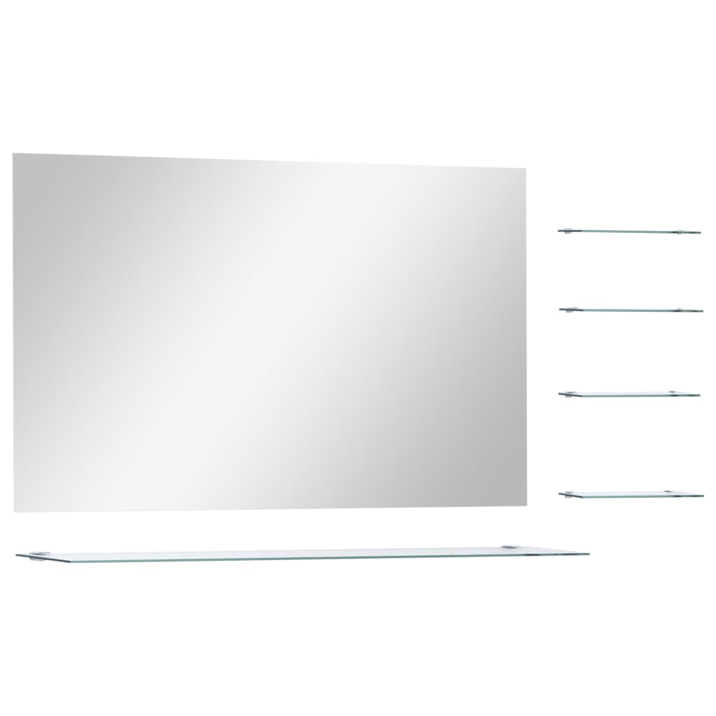 Miroir mural vidaxl avec 5 étagères 100x60 cm de couleur argentée