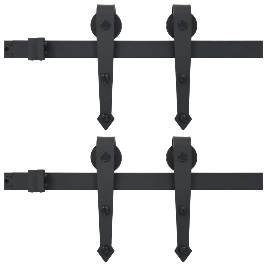 Ensembles de matériel Vidaxl pour les portes coulissantes 2 st 200 cm en acier noir