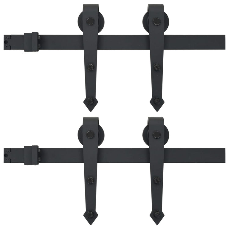 Ensembles de matériel Vidaxl pour les portes coulissantes 2 st 200 cm en acier noir