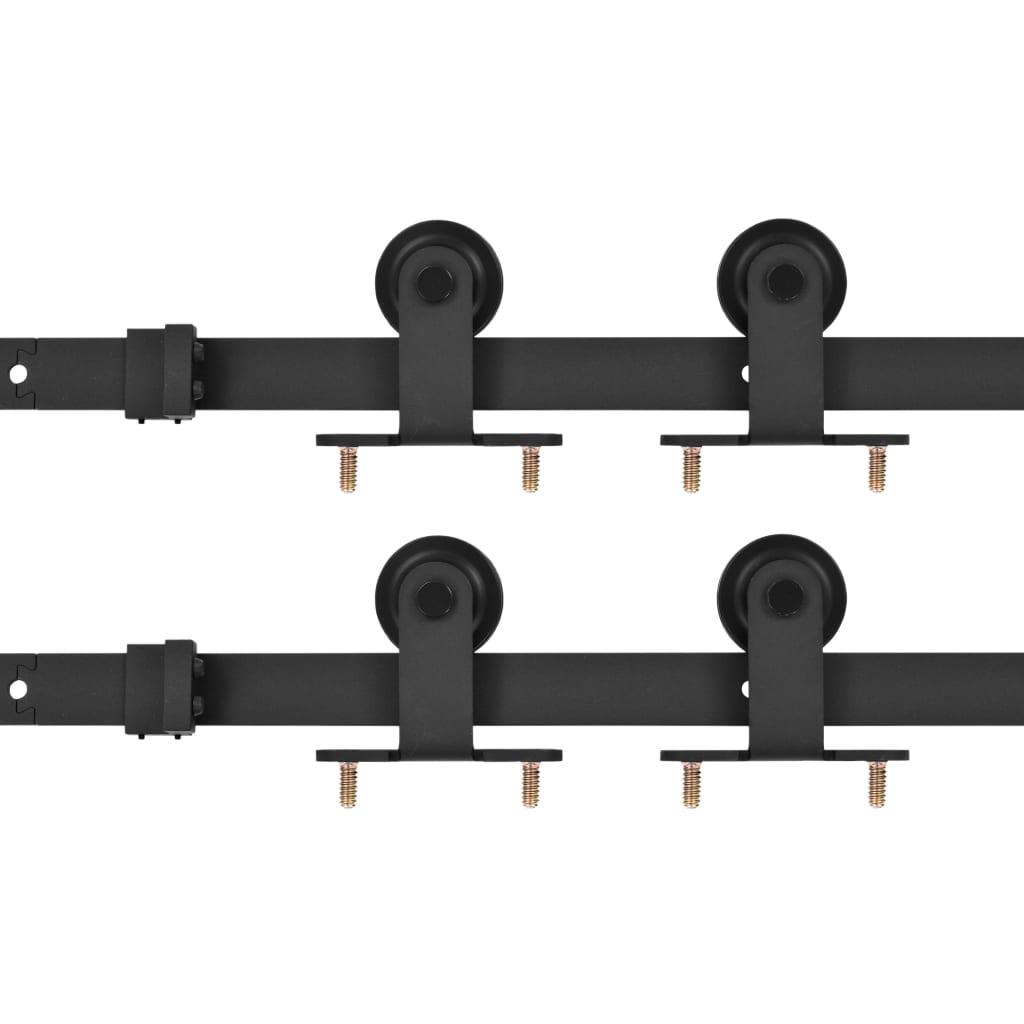 Ensembles de matériel Vidaxl pour les portes coulissantes 2 st 200 cm en acier noir