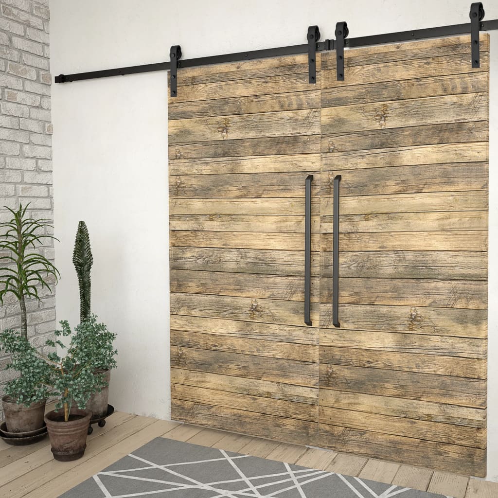 Ensembles de matériel Vidaxl pour les portes coulissantes 2 st 183 cm en acier noir