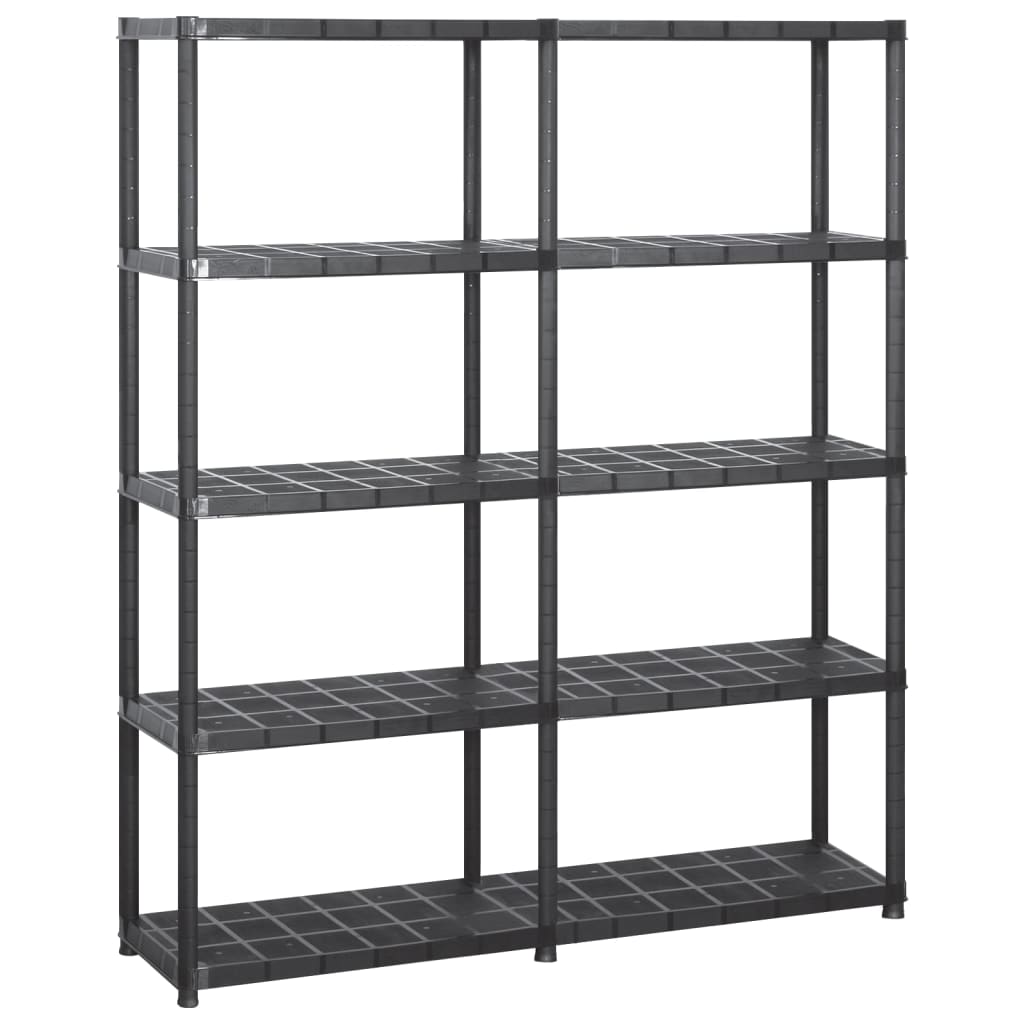 Rack de stockage Vidaxl 5 couches 142x38x170 cm Noir en plastique