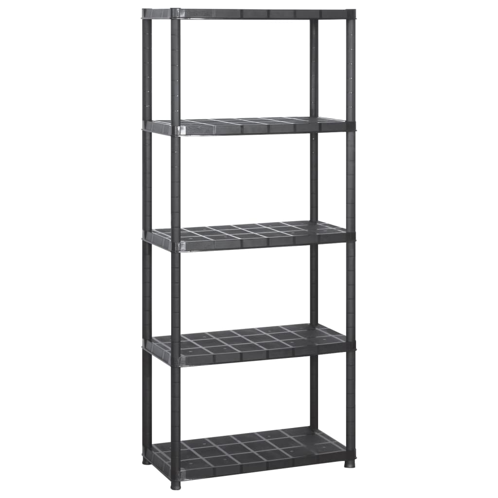 Rack de stockage Vidaxl 5 couches 142x38x170 cm Noir en plastique