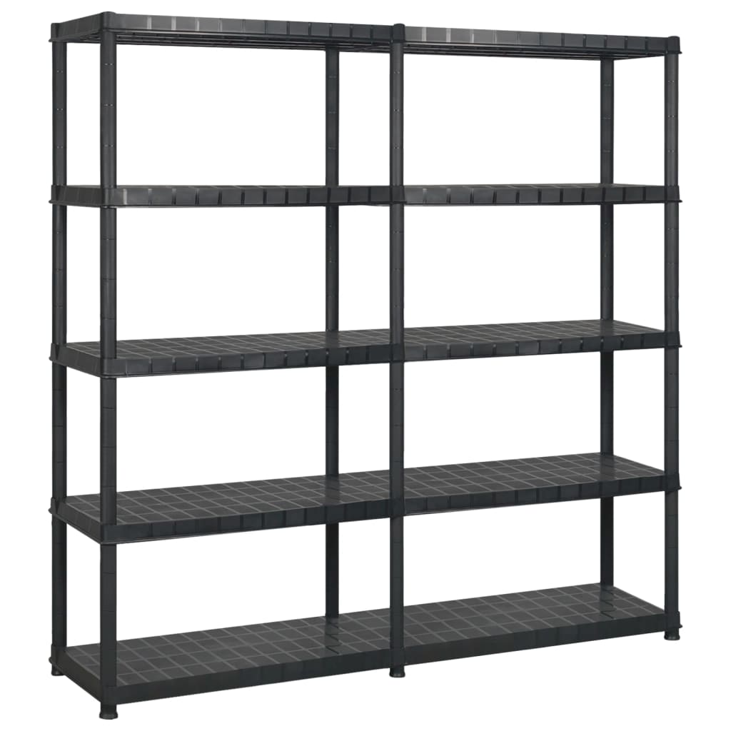 Rack de stockage Vidaxl 5 couches 170x40x185 cm en plastique noir