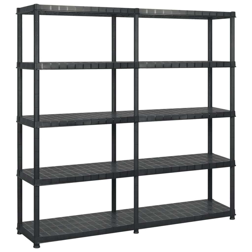 Rack de stockage Vidaxl 5 couches 183x45.7x185 cm Plastique noir