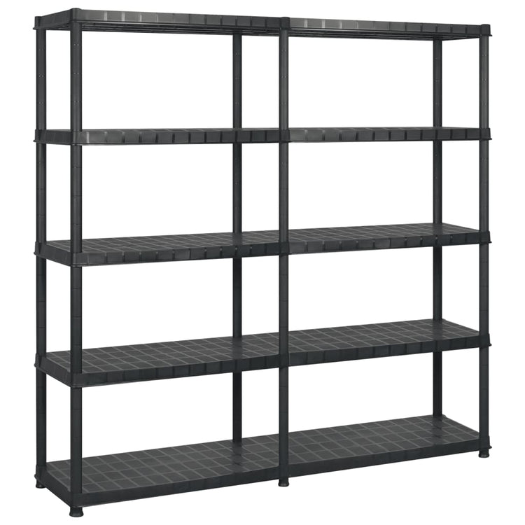 Rack de stockage Vidaxl 5 couches 183x45.7x185 cm Plastique noir