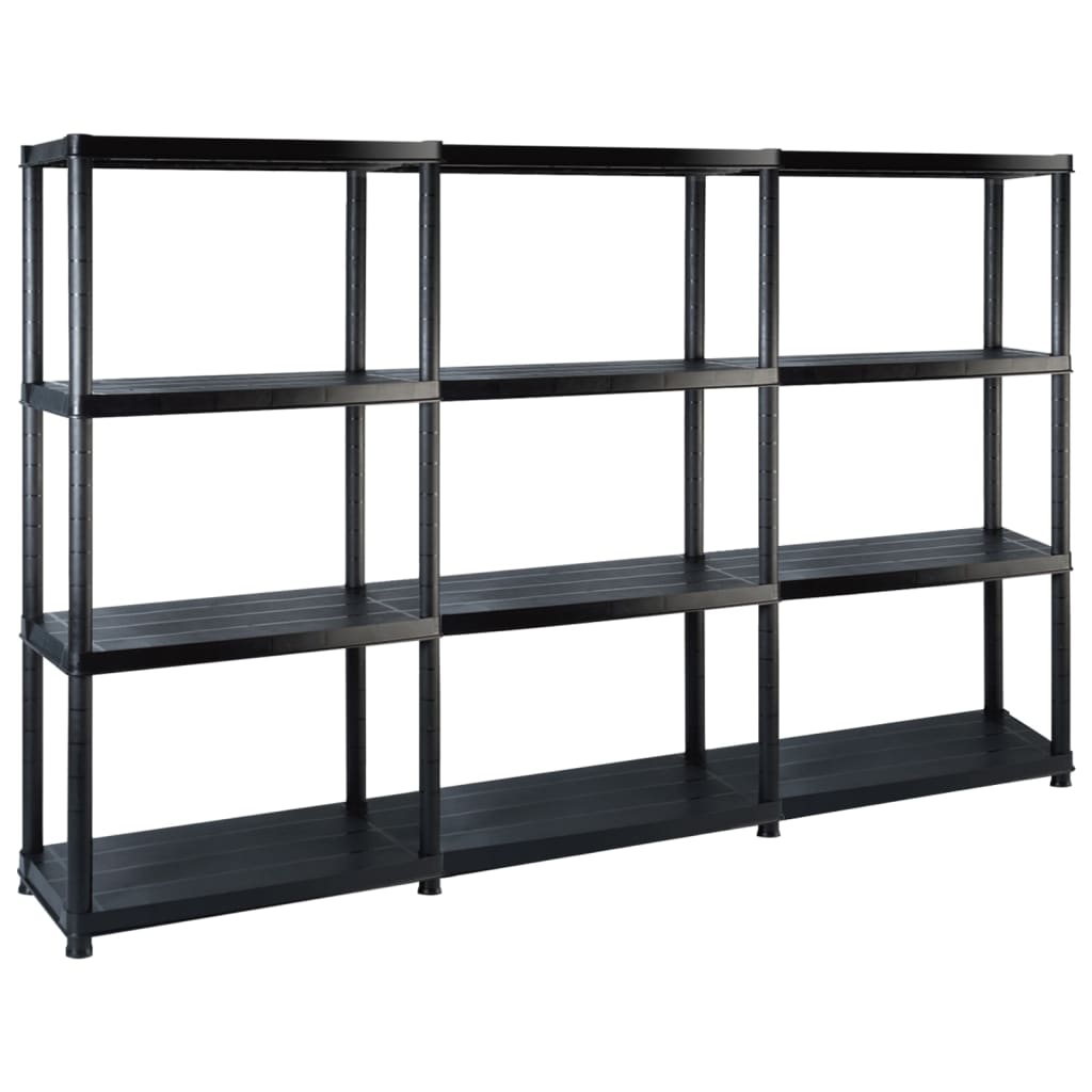 Rack de stockage Vidaxl 4 couches 183x30.5x130 cm Plastique noir
