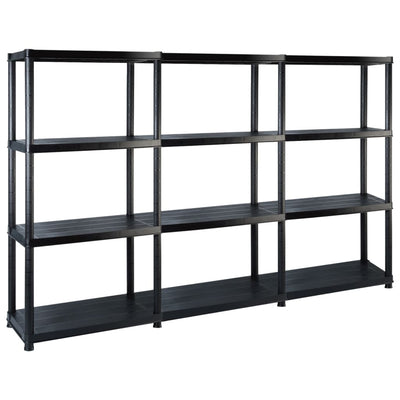 Rack de stockage Vidaxl 4 couches 183x30.5x130 cm Plastique noir