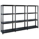 Rack de stockage Vidaxl 4 couches 183x30.5x130 cm Plastique noir