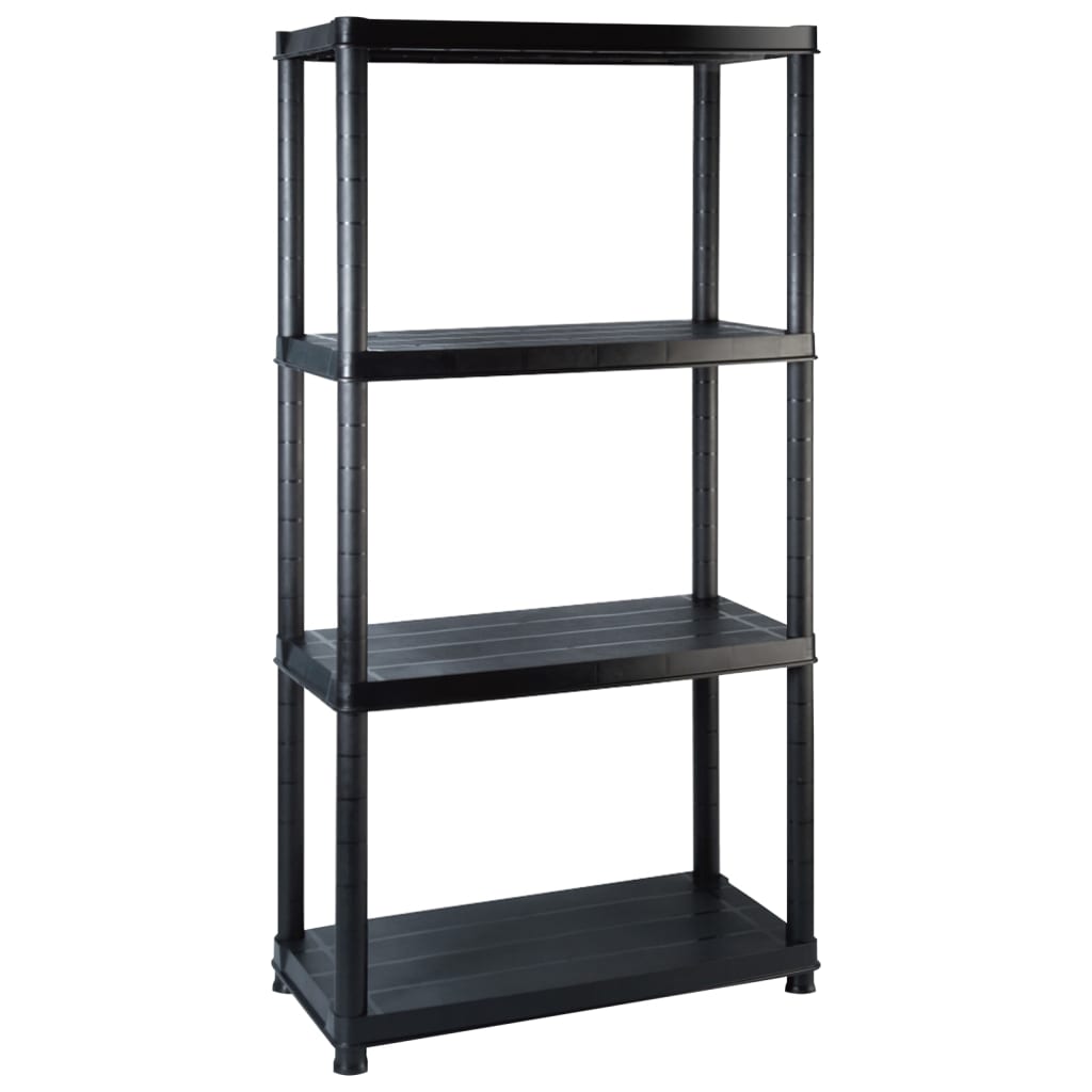 Rack de stockage Vidaxl 4 couches 183x30.5x130 cm Plastique noir