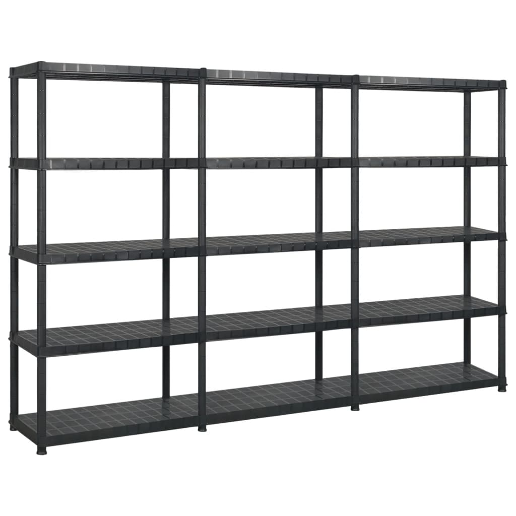 Rack de stockage Vidaxl 5 couches 255x40x185 cm en plastique noir