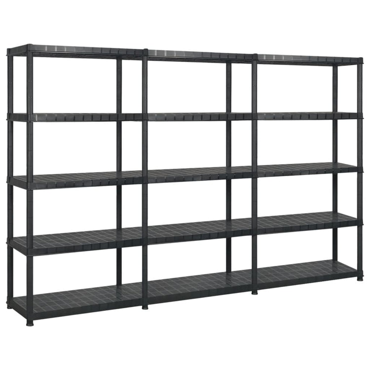 Rack de stockage Vidaxl 5 couches 255x40x185 cm en plastique noir