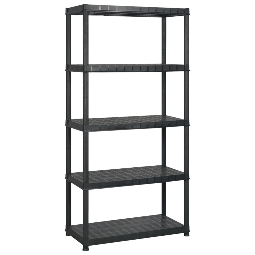Rack de stockage Vidaxl 5 couches 255x40x185 cm en plastique noir