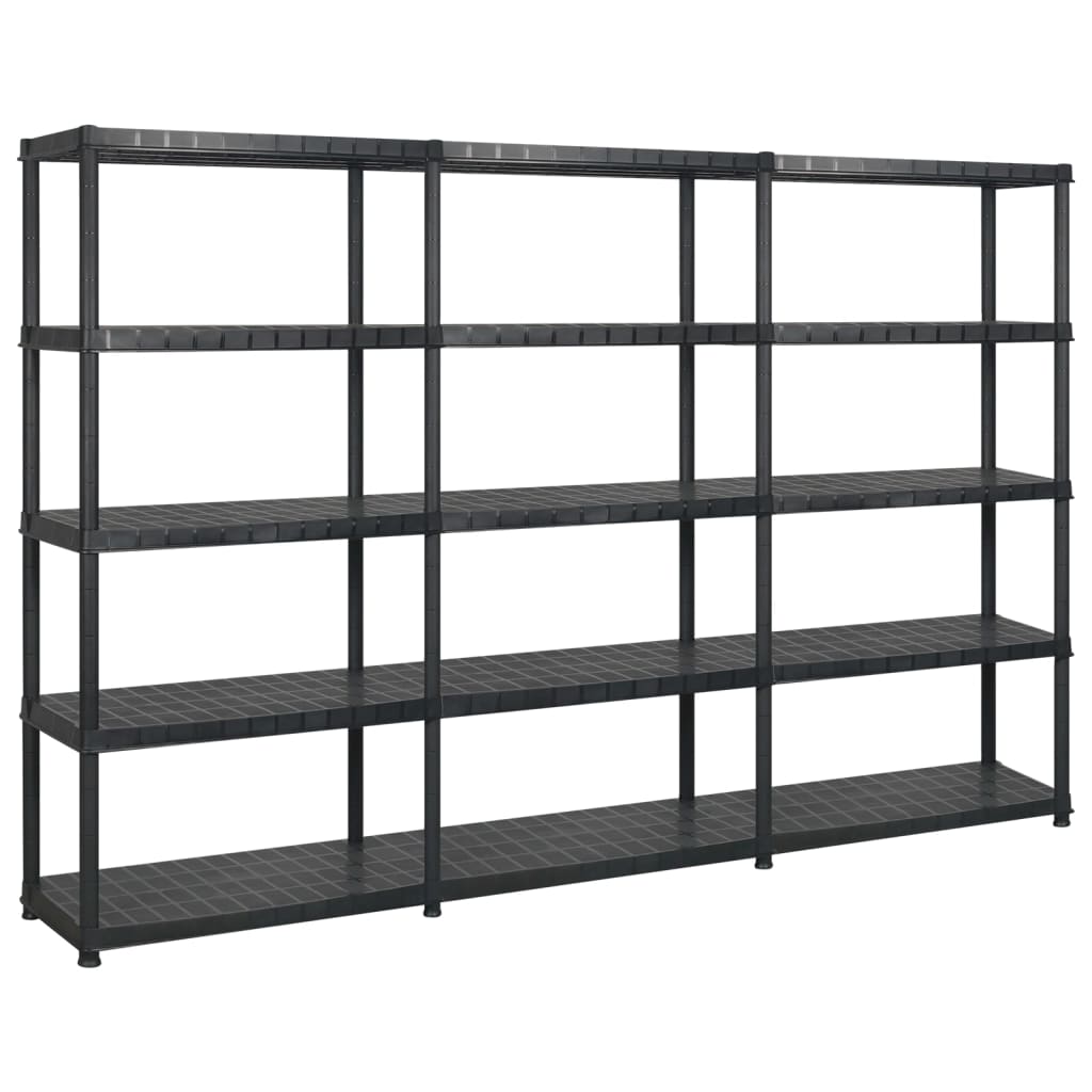Rack de stockage Vidaxl 5 couches 274.5x45.7x185 cm Plastique noir