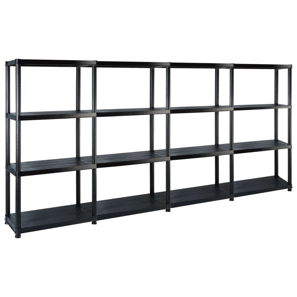 Rack de stockage Vidaxl 4 couches 244x30.5x130 cm Noir en plastique