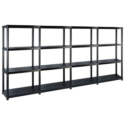 Rack de stockage Vidaxl 4 couches 244x30.5x130 cm Noir en plastique