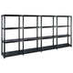 Rack de stockage Vidaxl 4 couches 244x30.5x130 cm Noir en plastique