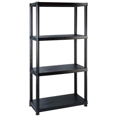 Rack de stockage Vidaxl 4 couches 244x30.5x130 cm Noir en plastique