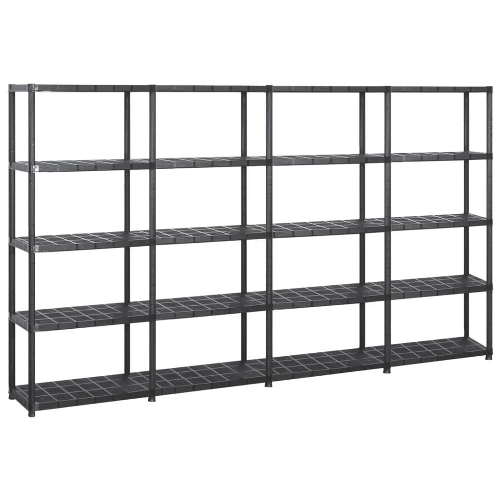 Rack de stockage Vidaxl 5 couches 284x38x170 cm Noir en plastique