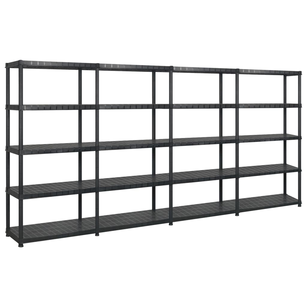 Rack de stockage Vidaxl 5 couches 366x45.7x185 cm Plastique noir
