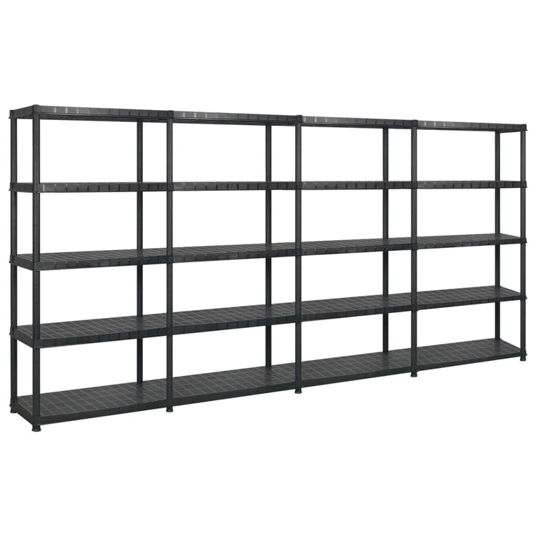 Rack de stockage Vidaxl 5 couches 366x45.7x185 cm Plastique noir