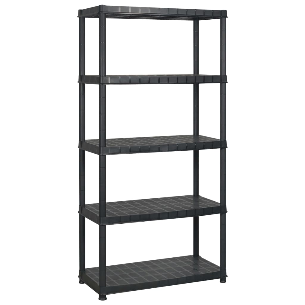 Rack de stockage Vidaxl 5 couches 366x45.7x185 cm Plastique noir