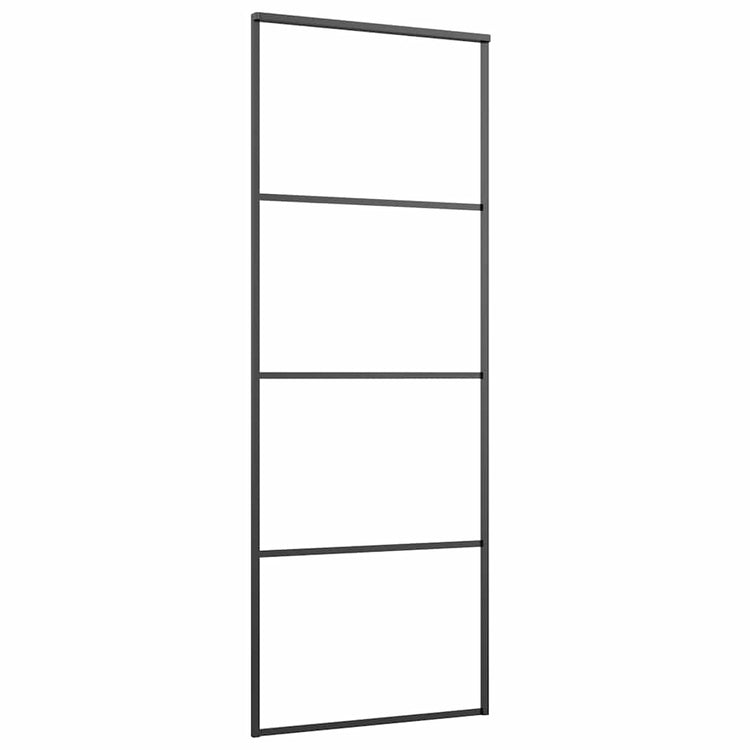 Vidaxl Porte coulissante 76x205 cm en aluminium et en verre ESG noir