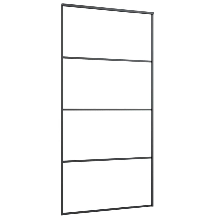 Vidaxl Porte coulissante 102.5x205 cm en aluminium et en verre ESG noir
