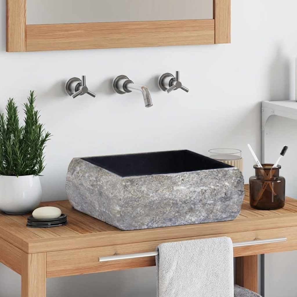 Évier vidaxl 30x30x13 cm en marbre noir