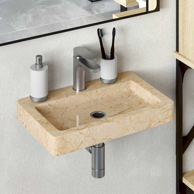 Vidaxl Washbasin Mur-Mount 38x24x6,5 cm Crème en marbre -colore