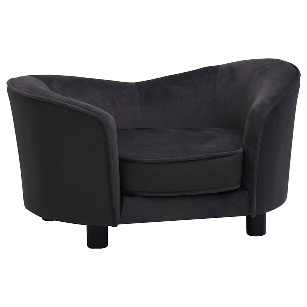 Vidaxl Dog Bank 69x49x40 cm Pluche et en cuir artificiel noir