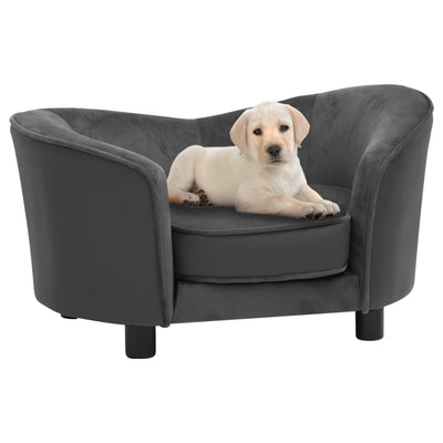 Vidaxl Dog Bank 69x49x40 cm en peluche et en cuir artificiel gris foncé
