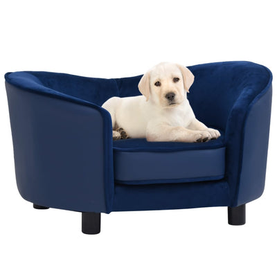 Vidaxl Dog Bank 69x49x40 cm Pluche et en cuir artificiel bleu