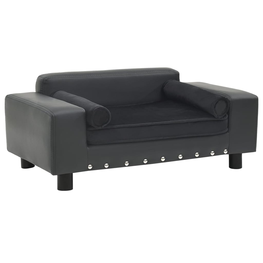 Vidaxl Dog Bank 81x43x31 cm en peluche et en cuir artificiel gris foncé