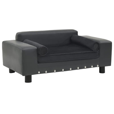 Vidaxl Dog Bank 81x43x31 cm en peluche et en cuir artificiel gris foncé