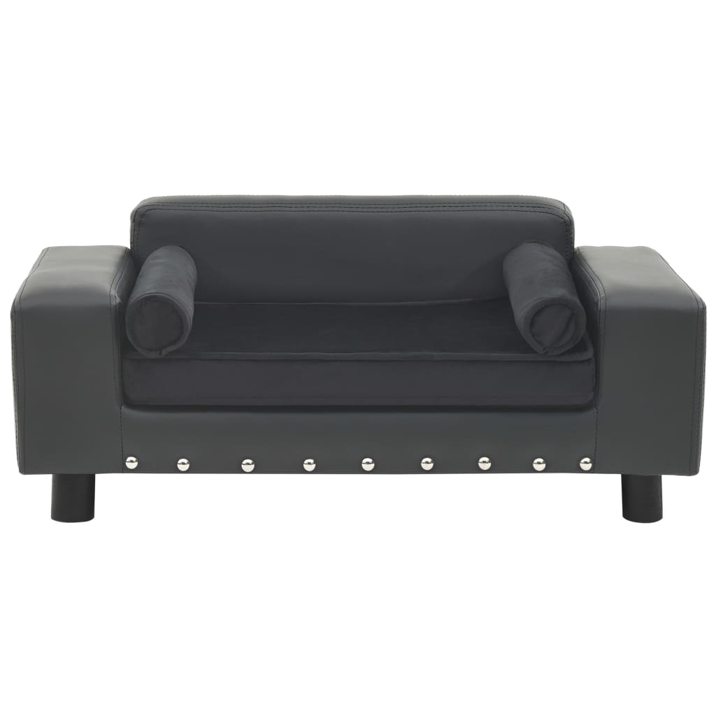Vidaxl Dog Bank 81x43x31 cm en peluche et en cuir artificiel gris foncé