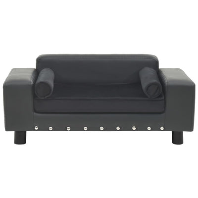 Vidaxl Dog Bank 81x43x31 cm en peluche et en cuir artificiel gris foncé